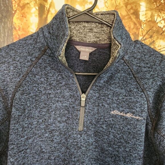 Eddie Bauer Mens Medium Radiator Fleece 1/4 Zip Pullover Sweater Blue - Picture 2 of 9